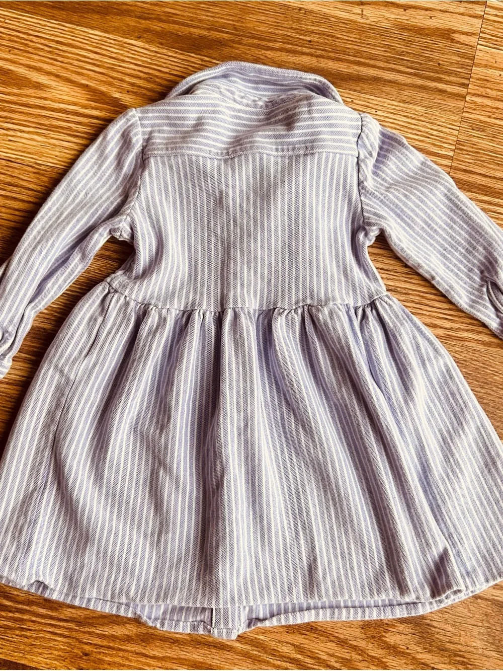 Baby Girls Ralph Lauren Lilac Purple and White Striped Cotton Shirt Dress 12 mos